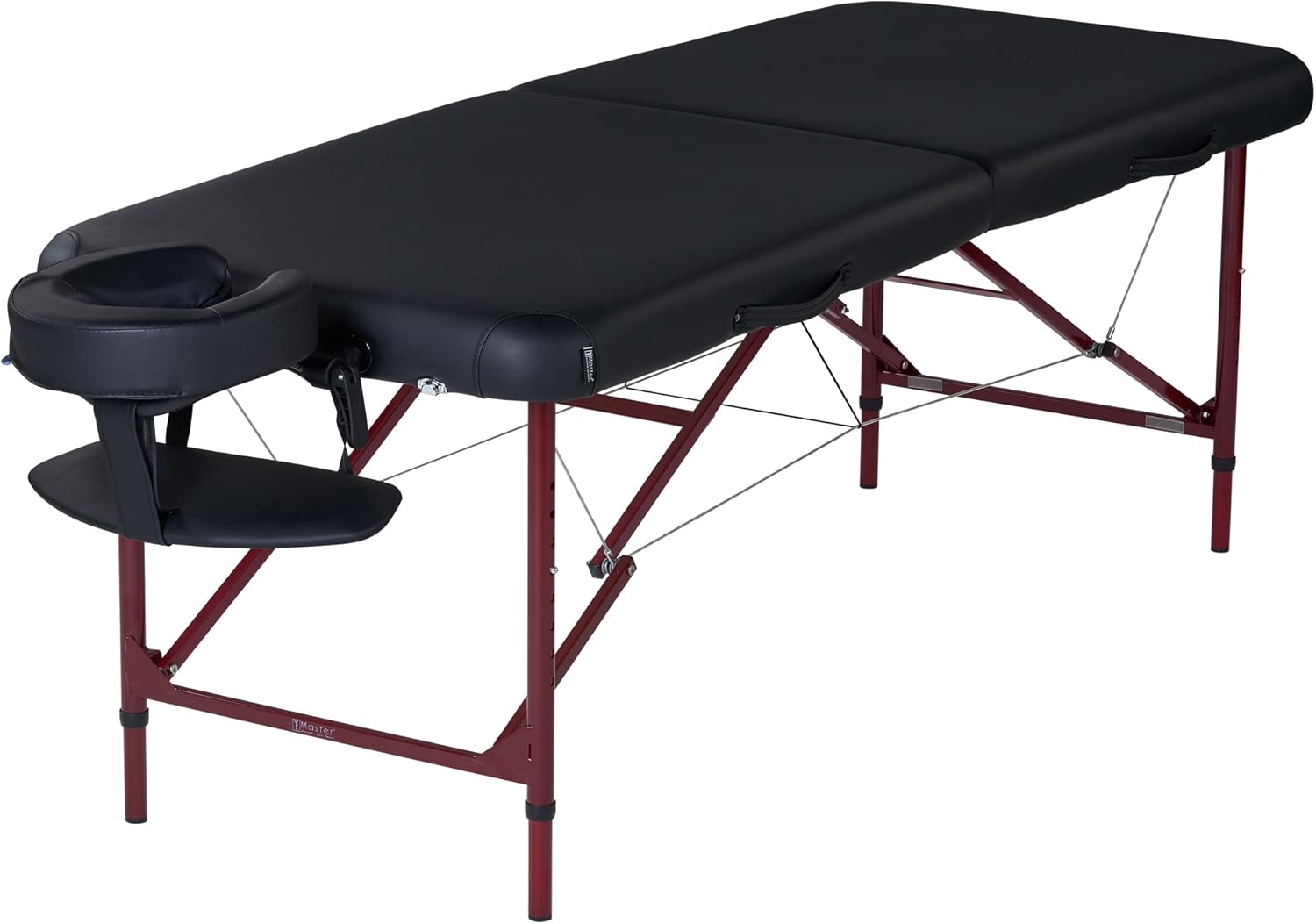 Master Massage Zephyr – Mesa de masaje portátil y ligera, mesa de tatuaje, cama de spa (negro, granate)