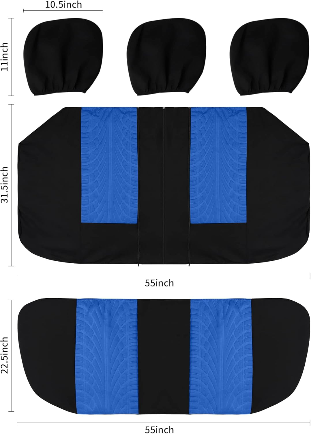 Juego completo de fundas de asiento de automóvil, fundas de asiento delantero y fundas de asiento trasero dividido para automóvil, fundas