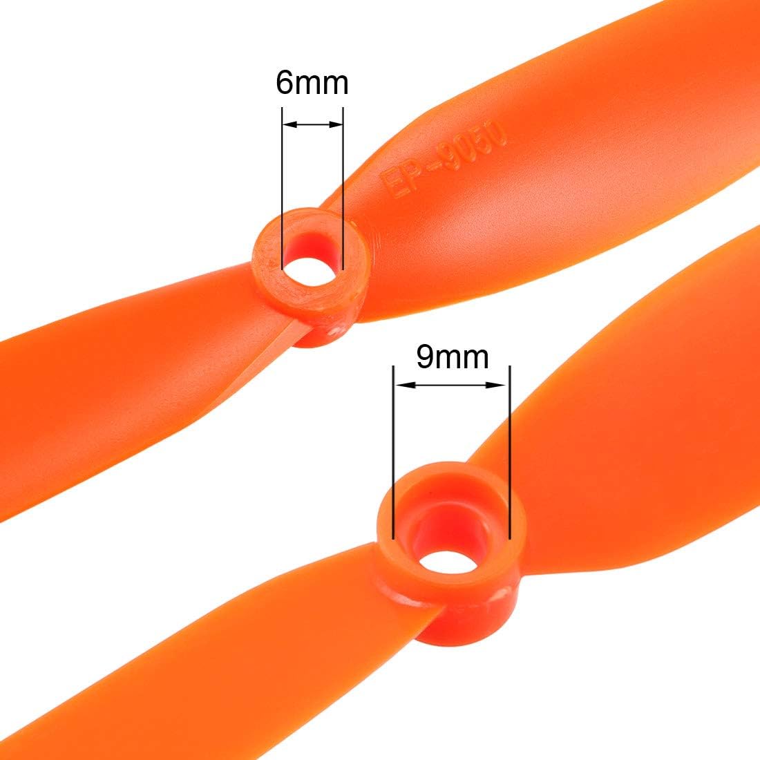 uxcell RC Propellers CW 9050 9×5 pulgadas 2 paletas de ala fija para juguete de avión, nailon naranja, 10 piezas con anillos adaptadores