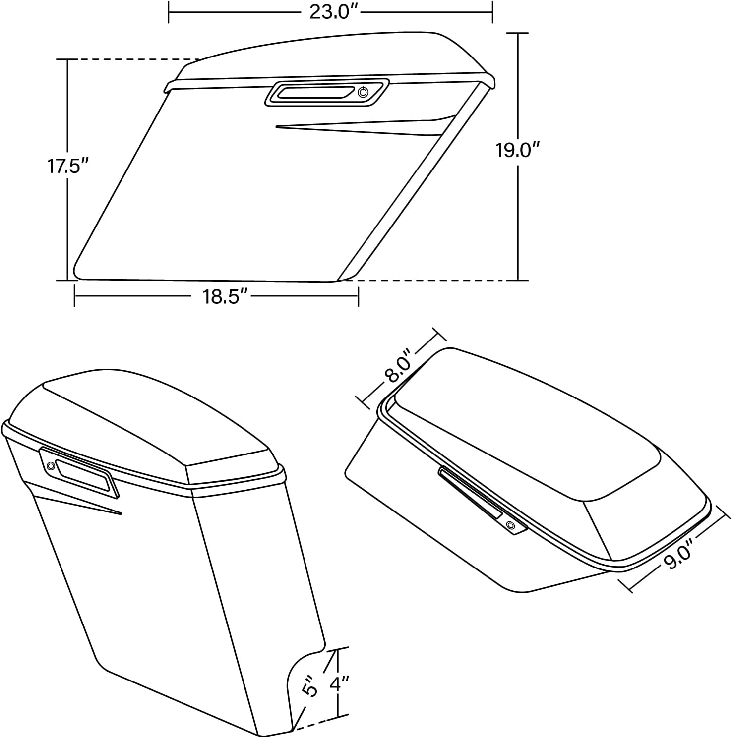 TCMT Alforjas extendidas de 5 pulgadas para Harley Touring CVO Road Glide Road King Street Glide Electra Glide Ultra Classic 2014-2023