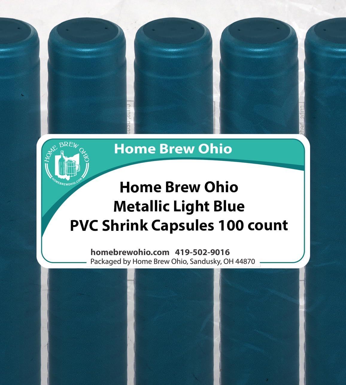 Home Brew Ohio Metallic Light Blue PVC Shrink Cápsulas 100 unidades