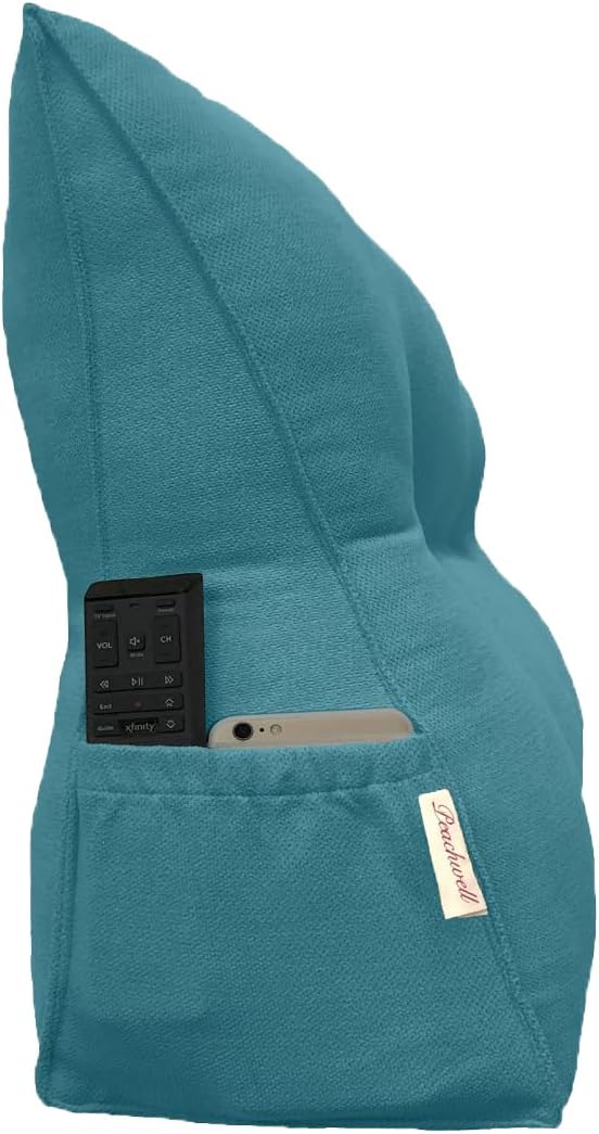 Peachwell Almohada triangular de lectura para reposo en cama, cojín grande para cabecero, respaldo, almohada de cuña con funda extraíble y dos