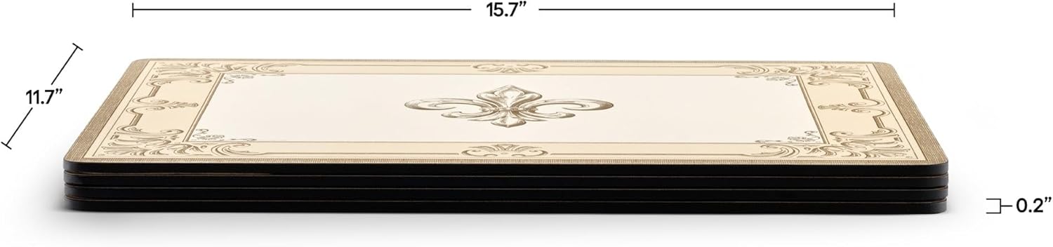 Juego de 4 manteles individuales de 15.7 x 11.7 pulgadas, cada uno beige y blanco, casual, clásico, antiadherente