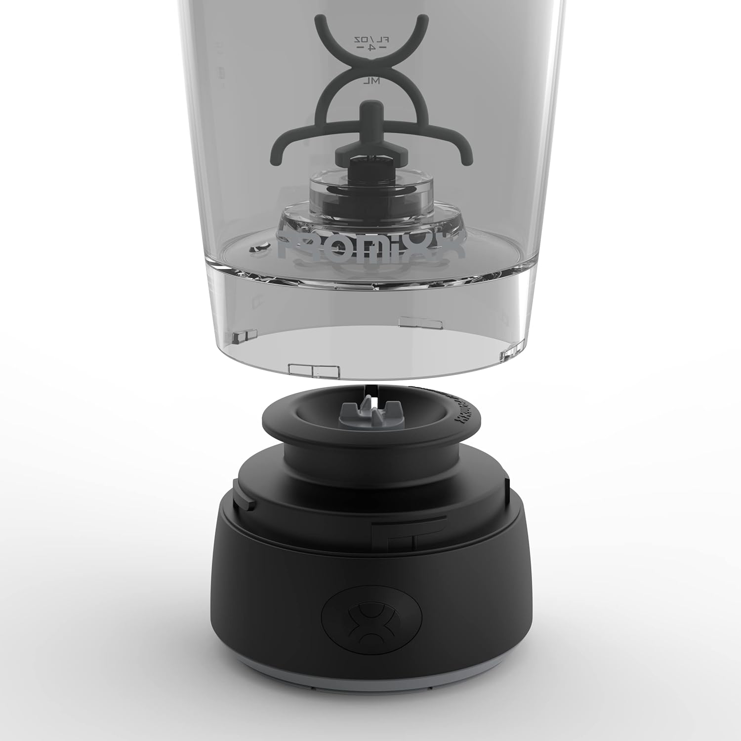 Promixx Botella mezcladora original, funciona con pilas para batidos de proteínas suaves, sin BPA, taza de 20 onzas (negro)