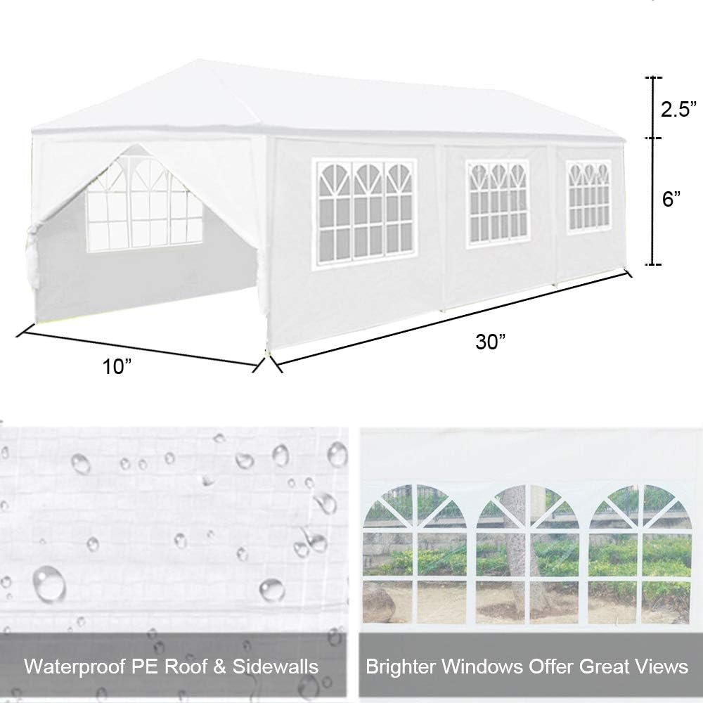 10’x30′ blanco al aire libre Gazebo Canopy boda fiesta tienda con pared lateral pabellón cater evento