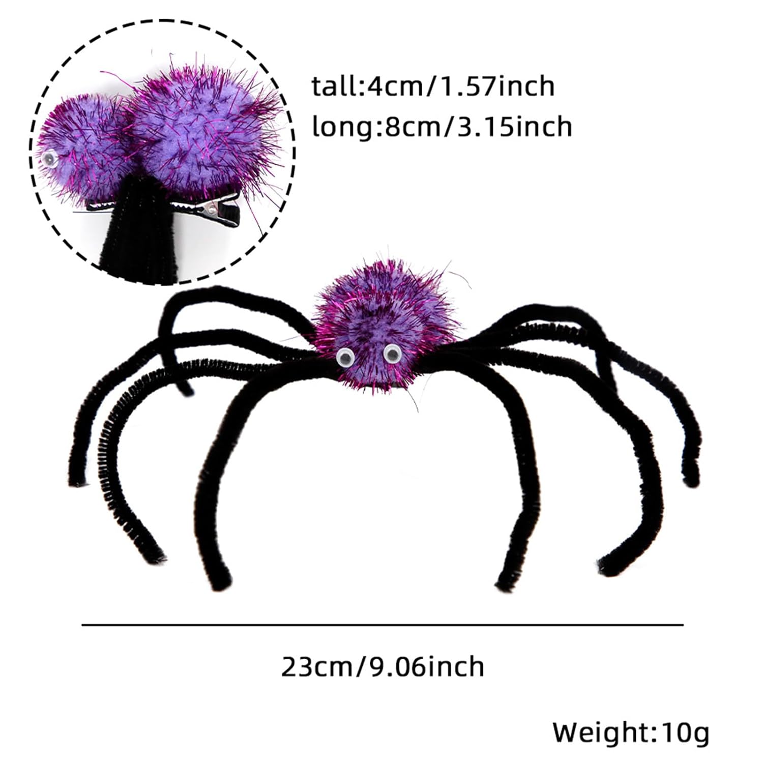 Paquete de 2 pinzas para el cabello de Halloween para mujeres y niñas, pinzas para el pelo de araña, pinzas para el cabello de telaraña, horquillas