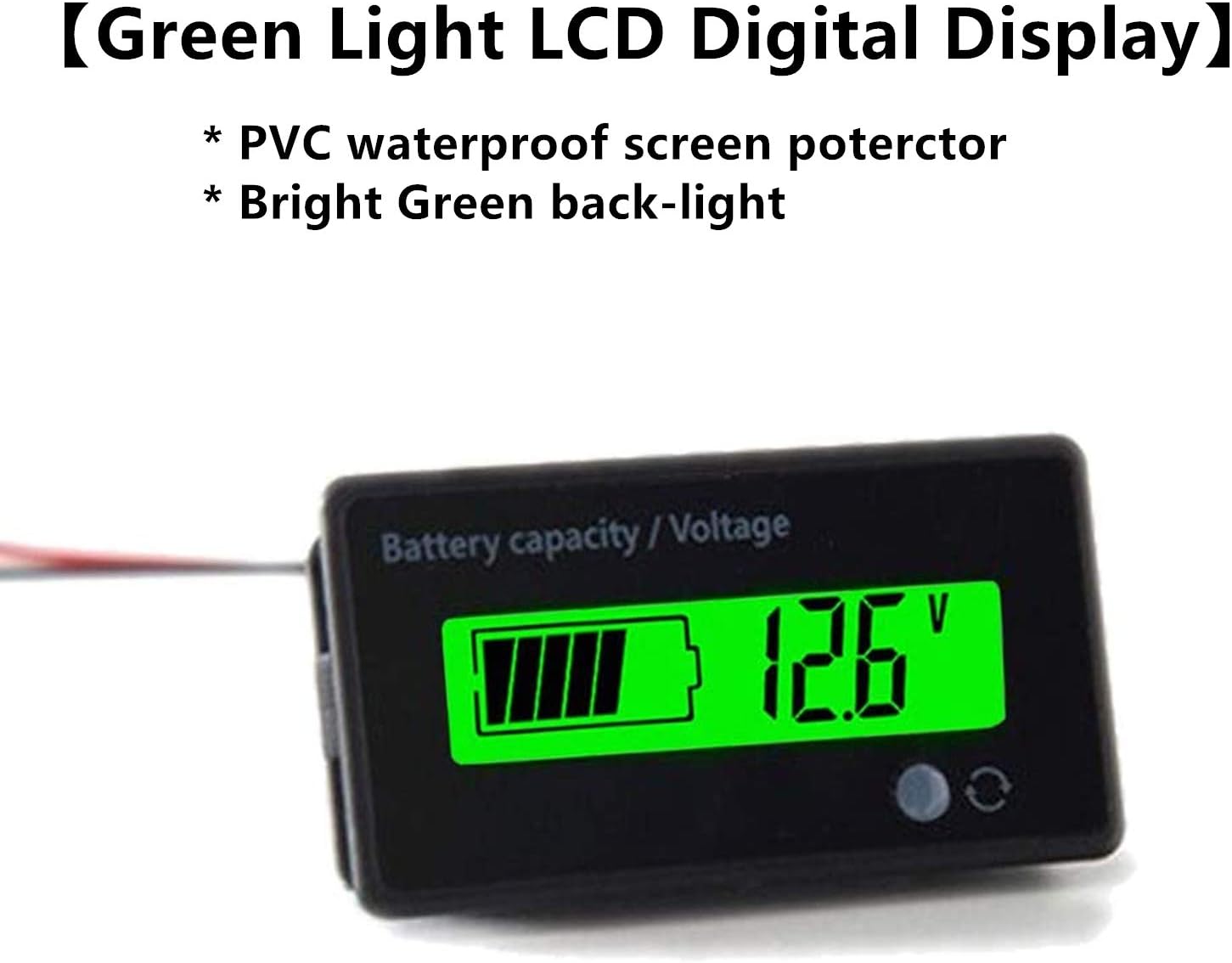 Care Flash Alarm Green LCD Impermeable Monitor de capacidad de batería Medidor de Medidor,12V24V36V48V Indicador de estado de la batería de