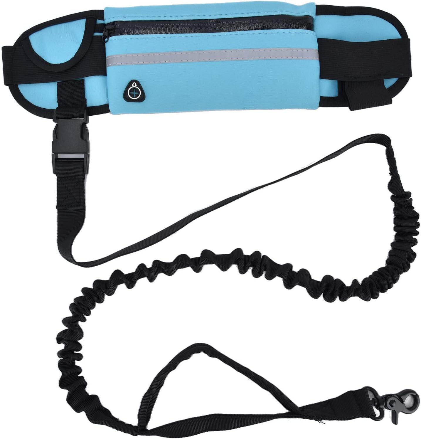 Correa de manos para perro con bolsa de cremallera para cachorro Cinto Correr, elástica duradera con tiras reflectantes, cinturón ajustable para