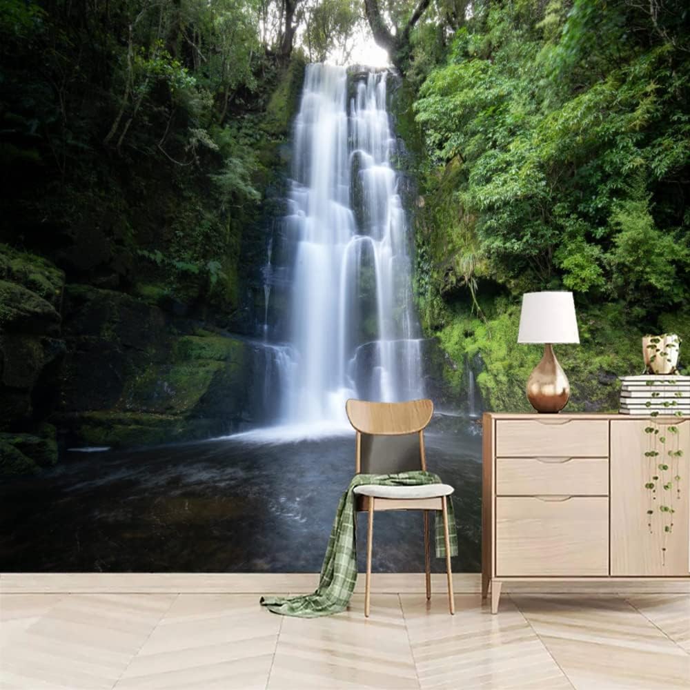 Papel tapiz 3D de paisaje de cascada, decoración de póster personalizado de bosque de Nueva Zelanda, pintura de pared para dormitorio y sala de