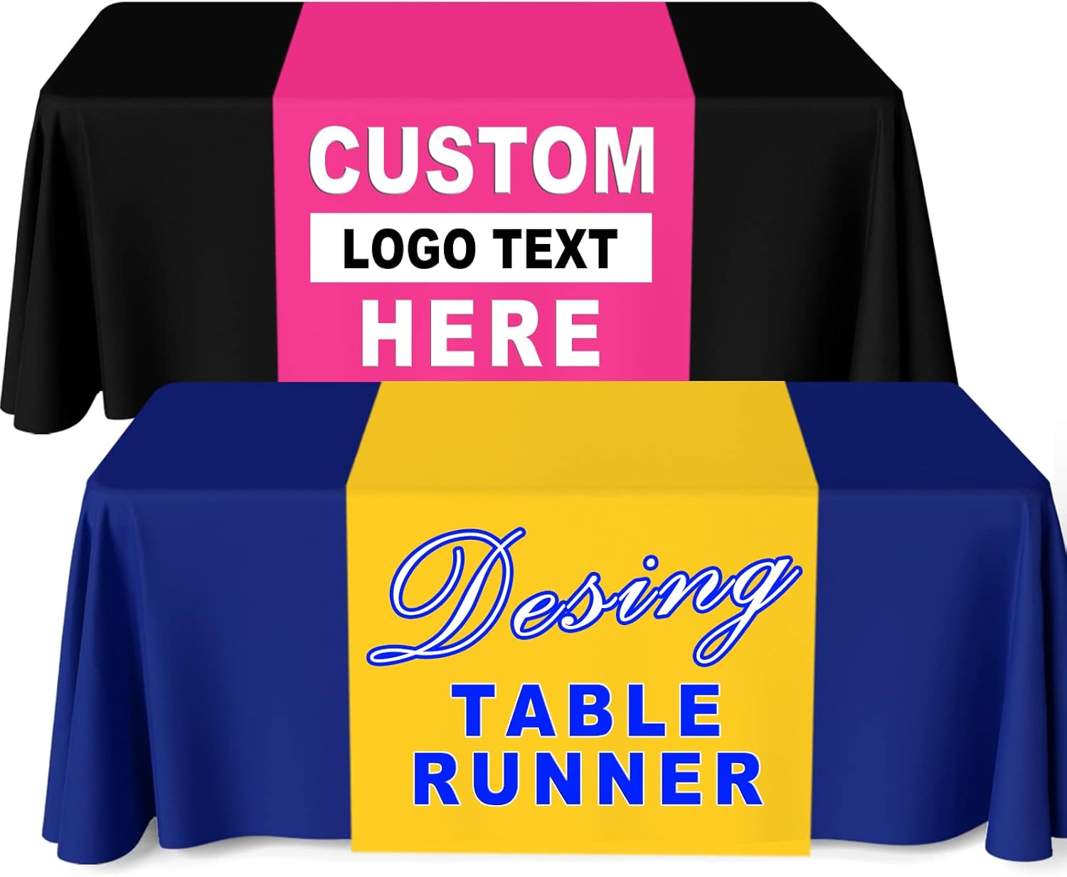 Camino de mesa personalizado con texto del logotipo de la empresa, mantel personalizado para fiestas, cumpleaños, bodas, caminos de mantel