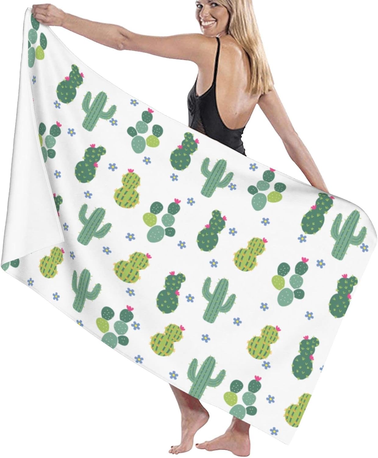 Lindas toallas de playa de plantas de cactus sin arena, suaves y de secado rápido, toallas de baño agradables al tacto y absorbentes, adecuadas para