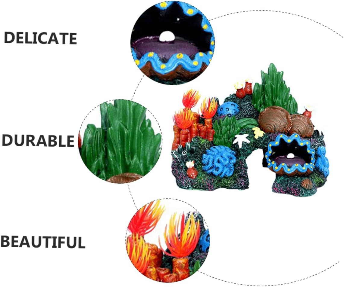balacoo Adornos de arrecife de coral, joyería de caracola, adornos de acuario de montaña, cueva de roca, accesorios de pecera de arrecife de coral