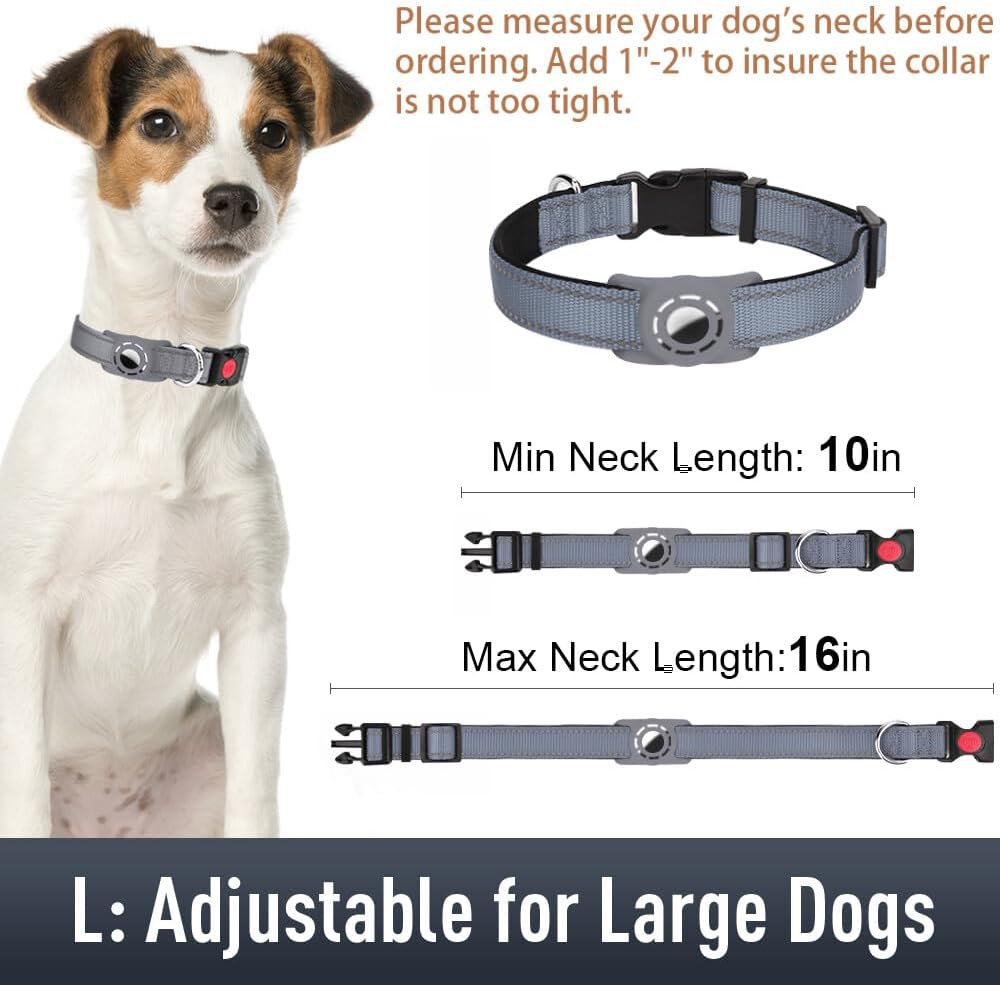 Airtag – Collar de perro para perros pequeños, collares reflectantes con soporte para AirTag, hebilla de bloqueo de seguridad acolchada suave y