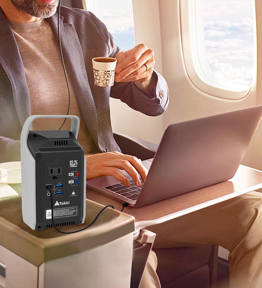 Takki Banco de energía portátil con salida de CA, pico de 120 W110 V, cargador portátil para portátil, estación de energía de 22500 mAh, batería de