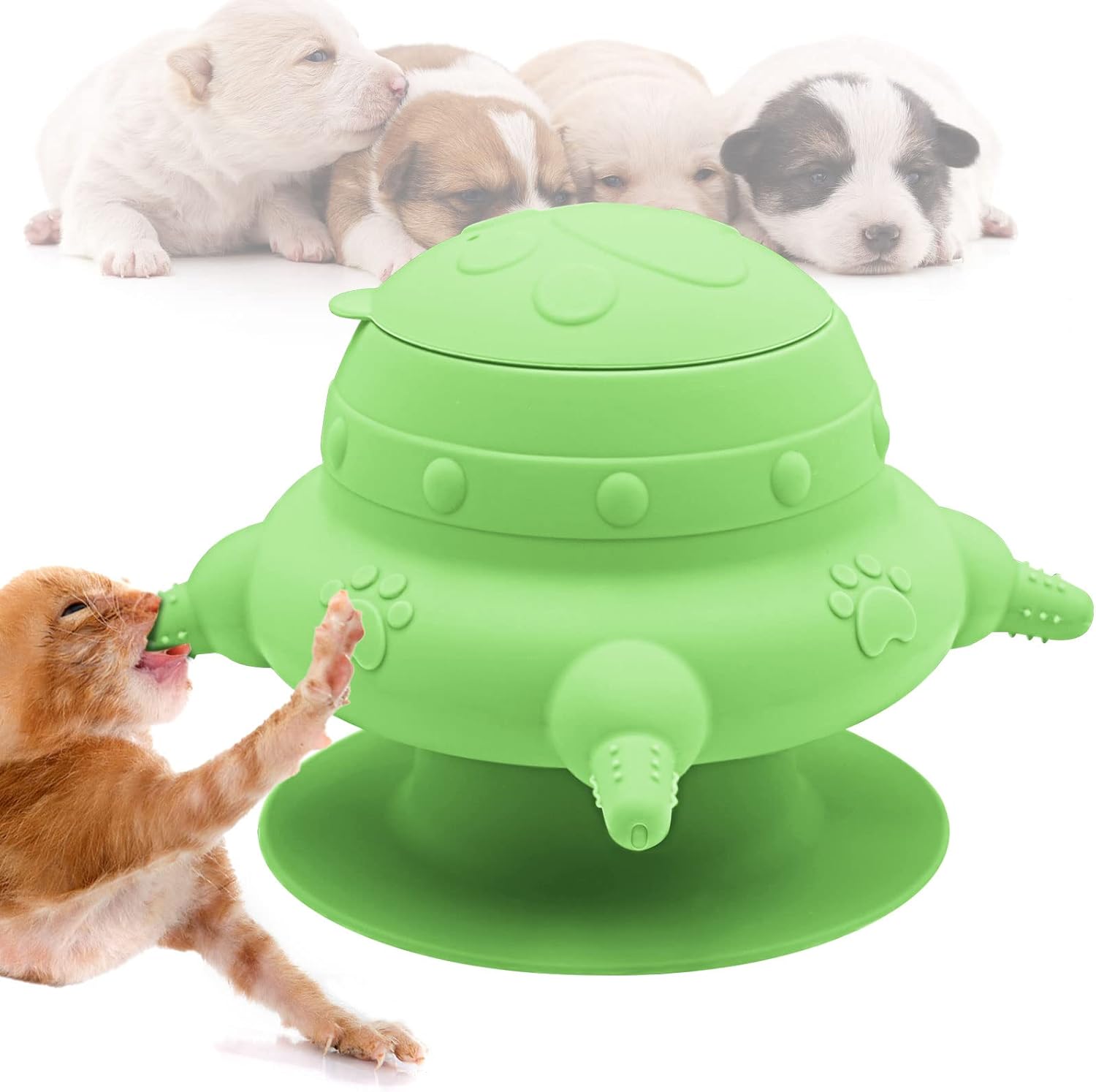 Comedero para cachorros para varios cachorros, 4 tetinas, alimentador de leche para cachorros, estación de lactancia de silicona para cachorros, 8.1