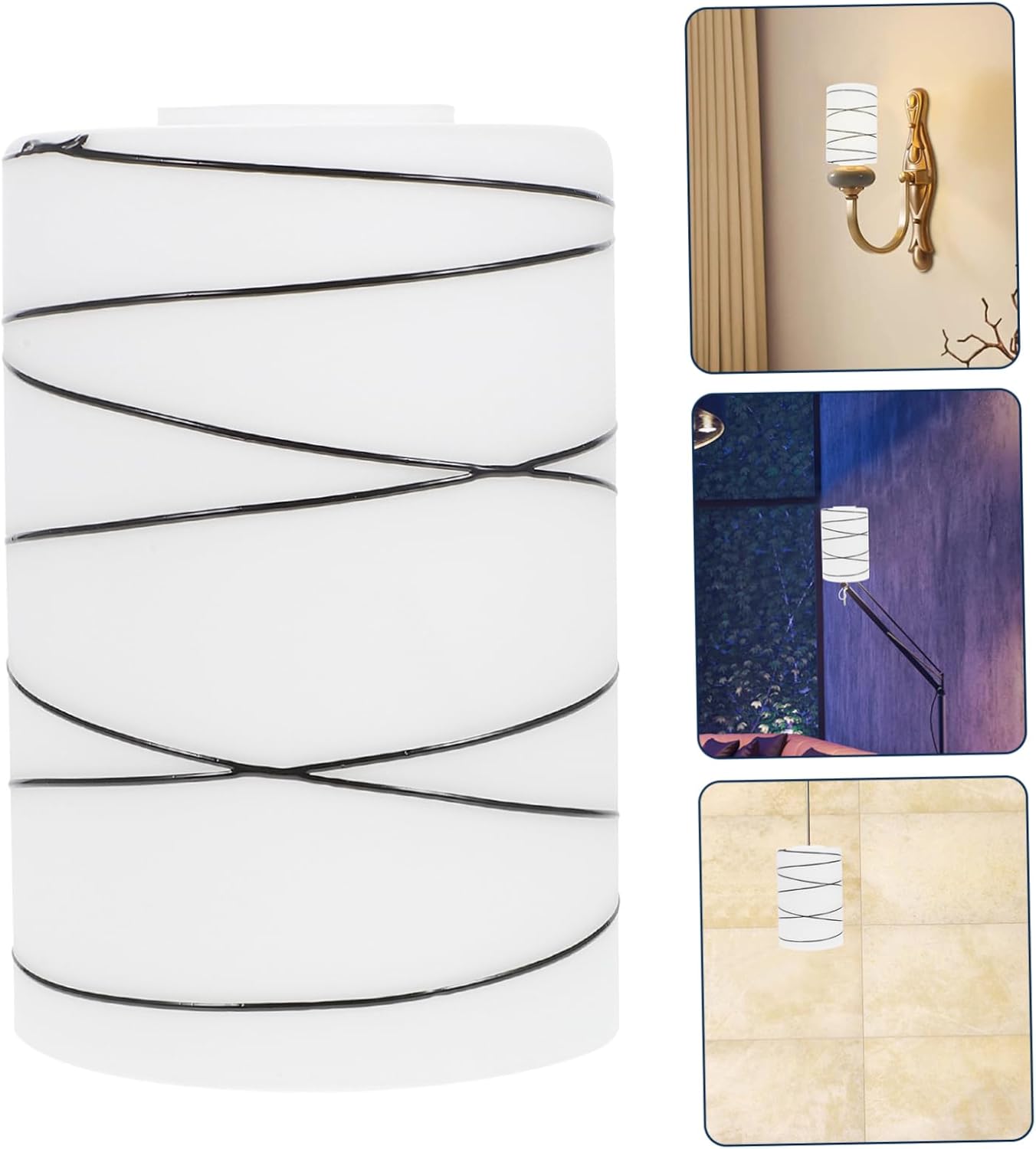 Housoutil Pantalla cilíndrica de vidrio Accesorios interiores Cubiertas de luz para luces de techo de repuesto de vidrio blanco globo cilindro
