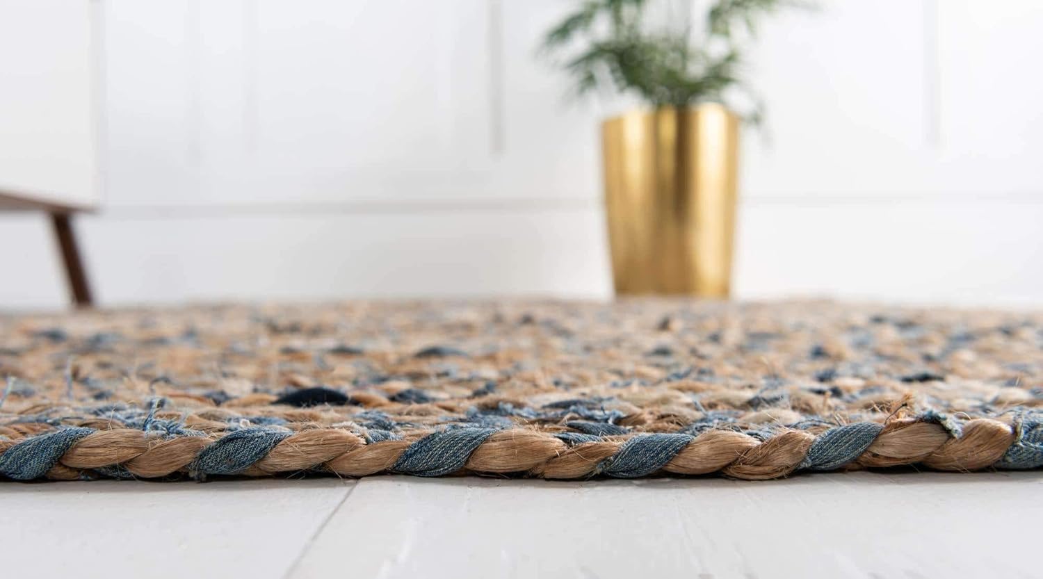 Unique Loom Alfombra trenzada Chindi Collection BCH006, estilo casual y moderno, 8 x 10 pies, azulbronceado