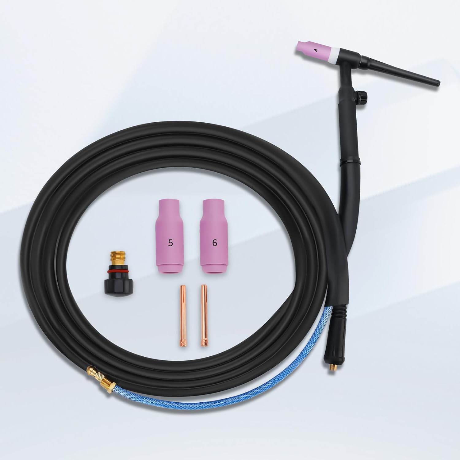 SSIMDER TIG Antorcha de soldadura 150 amperios WP-17V 13 pies refrigerada por aire TIG antorcha con pistola de tungsteno de 10-25 mm enchufe europeo