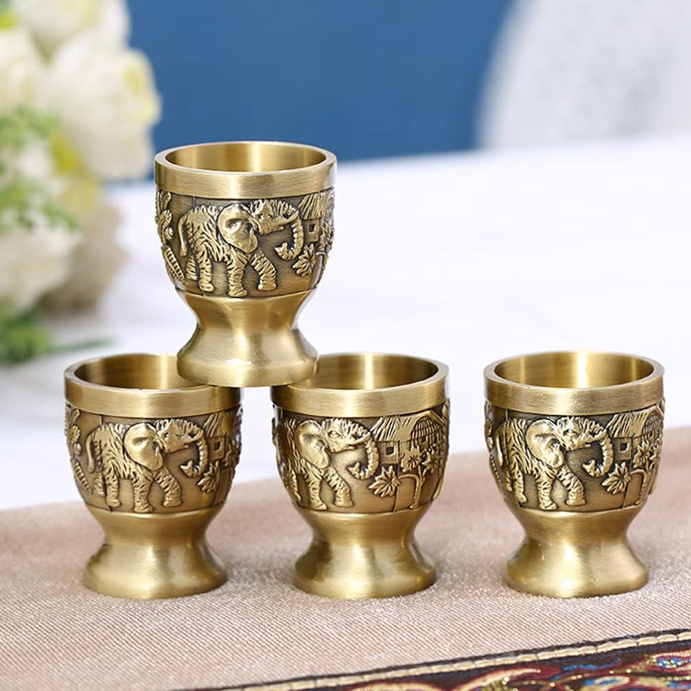 VICASKY Vaso de cristal de cáliz de bronce para whisky antiguo, copa de dram de whisky antiguo, mini taza de copa de vino, copa de cáliz de cáliz de