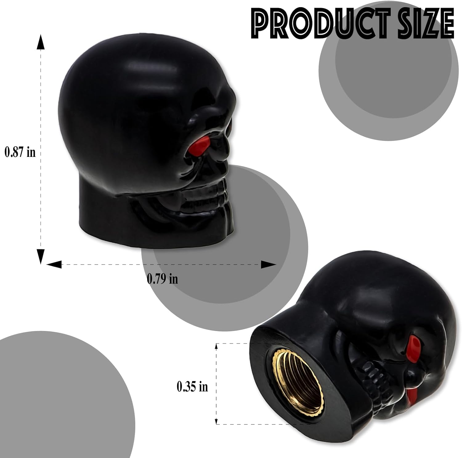 4 tapones de válvula de neumático estilo calavera, con anillo de goma O, cubiertas universales de vástago de válvula de neumático de núcleo de cobre