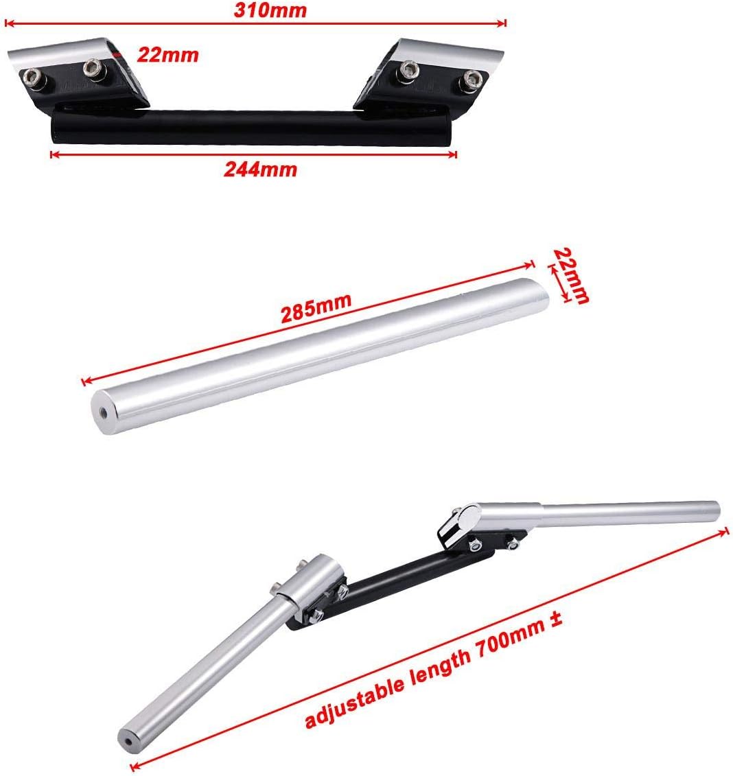 INNOGLOW Manillar de motocicleta ajustable 0.866 in 78″ motocicleta Sport Bike Universal para Harley Suzuki Yamaha Kawasaki (blanco)