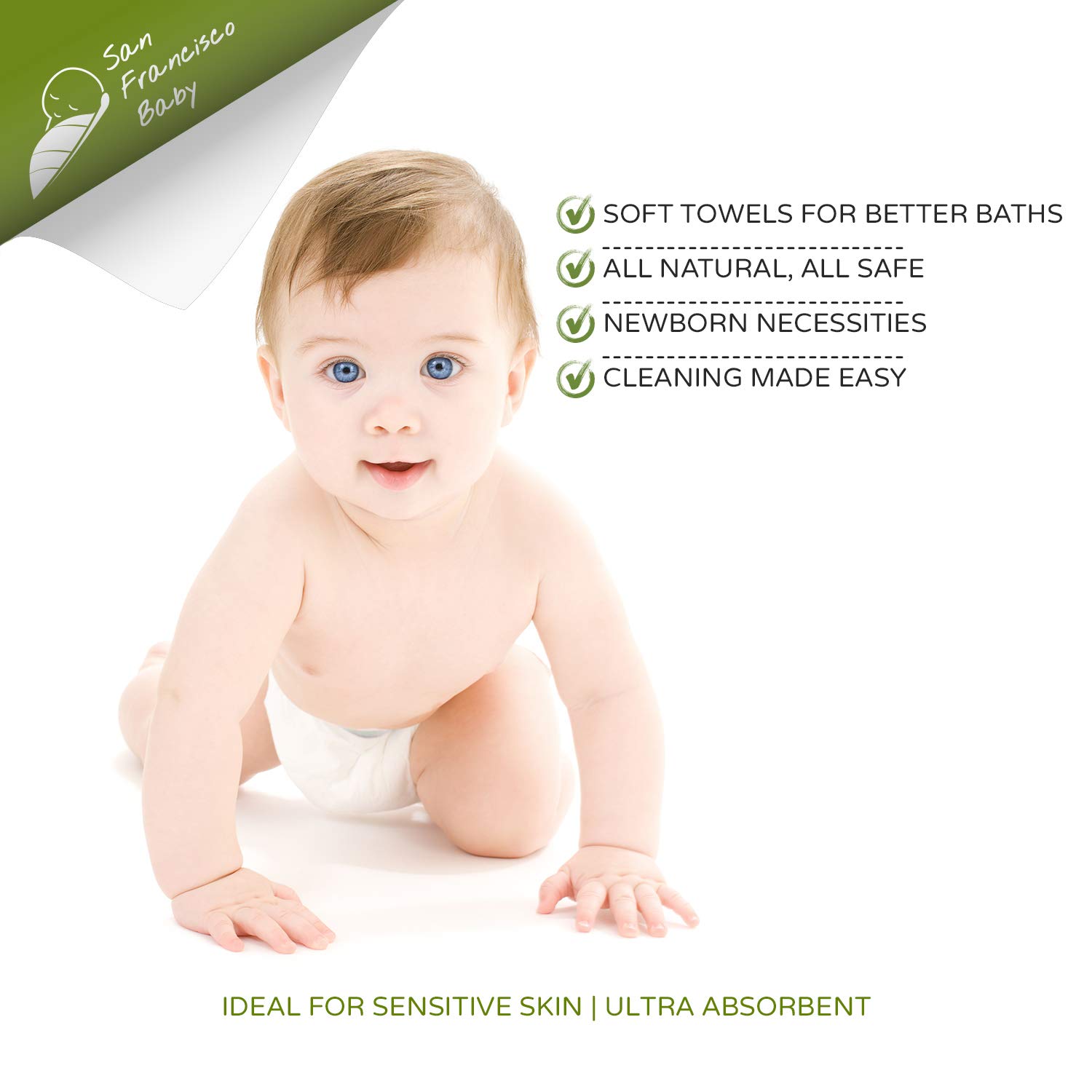 6 paños para bebé, 10 x 10 pulgadas, toallas de cara y baño para pieles sensibles, toallitas de tela suave para recién nacidos, niños pequeños y
