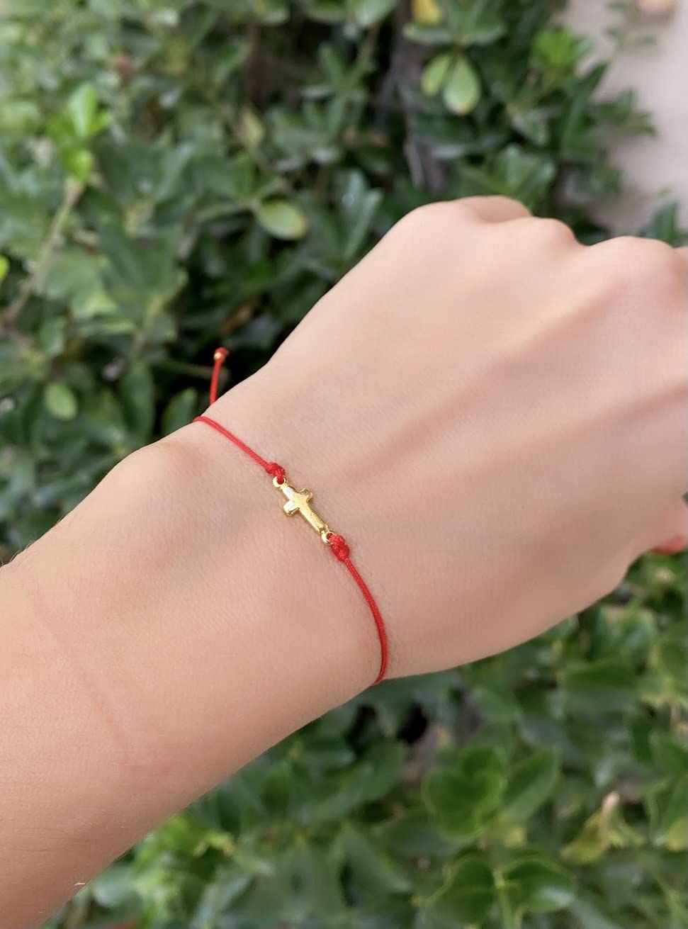 Live Gems  14K Gold Filled Sideways Cross Red String Bracelet, Red String Cross Charm Bracelet, Summer Jewelry Gift for Her, Birthday Jewelry