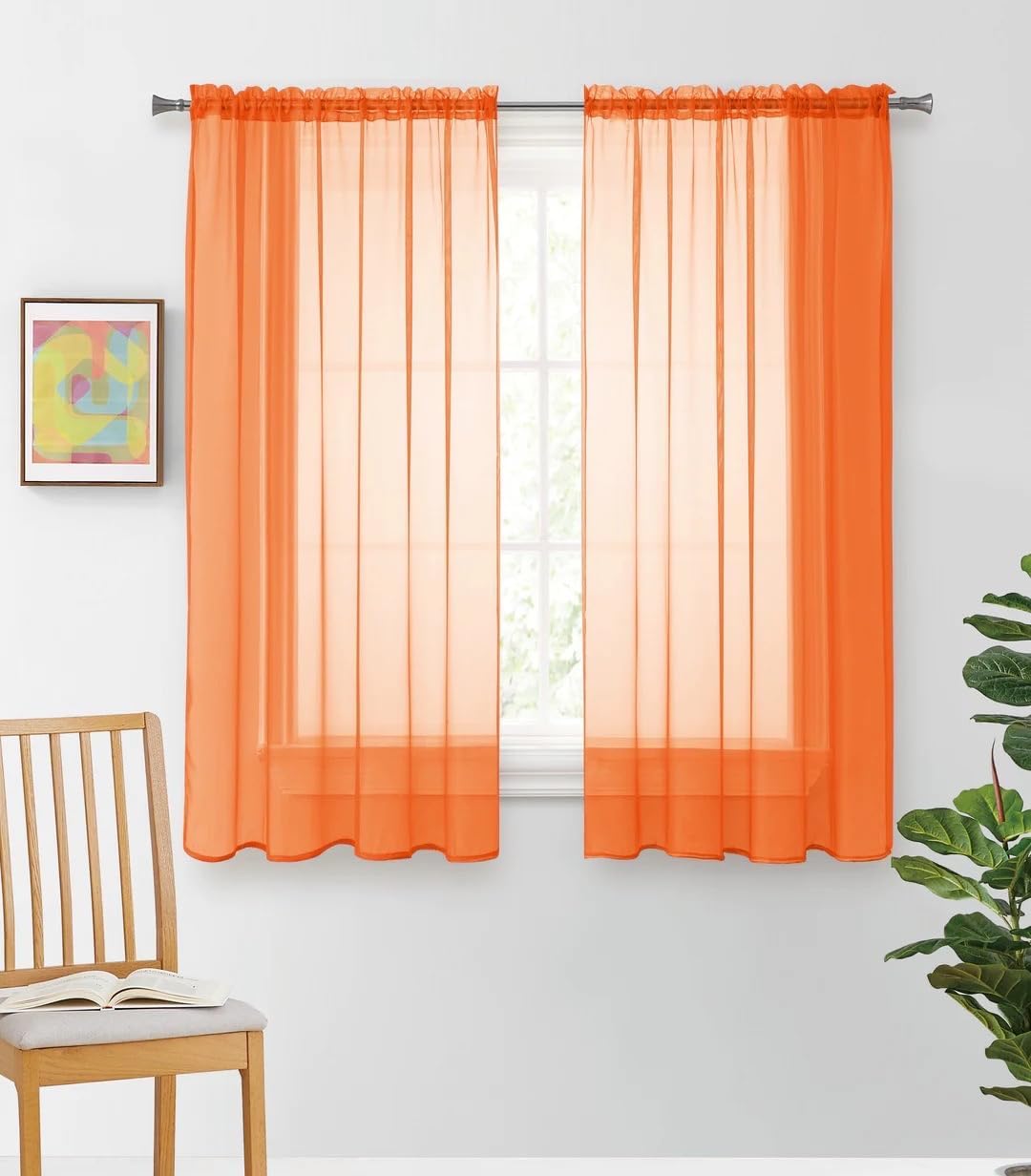 Elegantes paneles de cortina de gasa transparente con bolsillo para cortinero para dormitorio, sala de estar, comedor, patio, puerta corrediza de