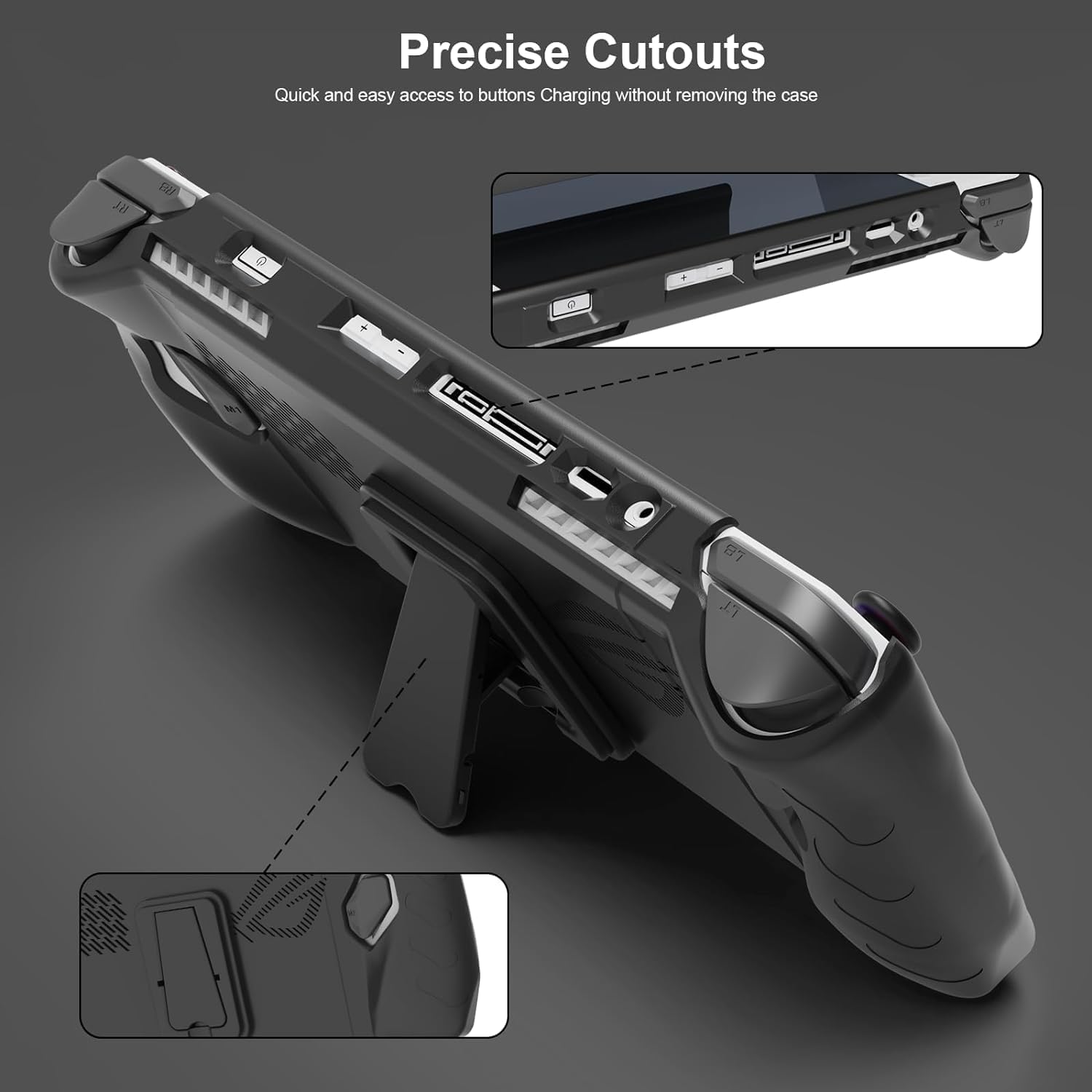JOYTORN Full Protective Case for ASUS Rog Ally 7″ 2023,Rog Ally Case with Detachable Front Shell Cover,Kickstand Protector
