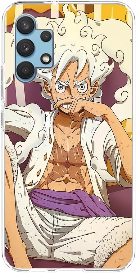 NOLLAM Funda protectora antideslizante mate Coque transparente a prueba de golpes para Samsung Galaxy A32 5G Luffy Luffy 5 Gear Anime Japón Role09