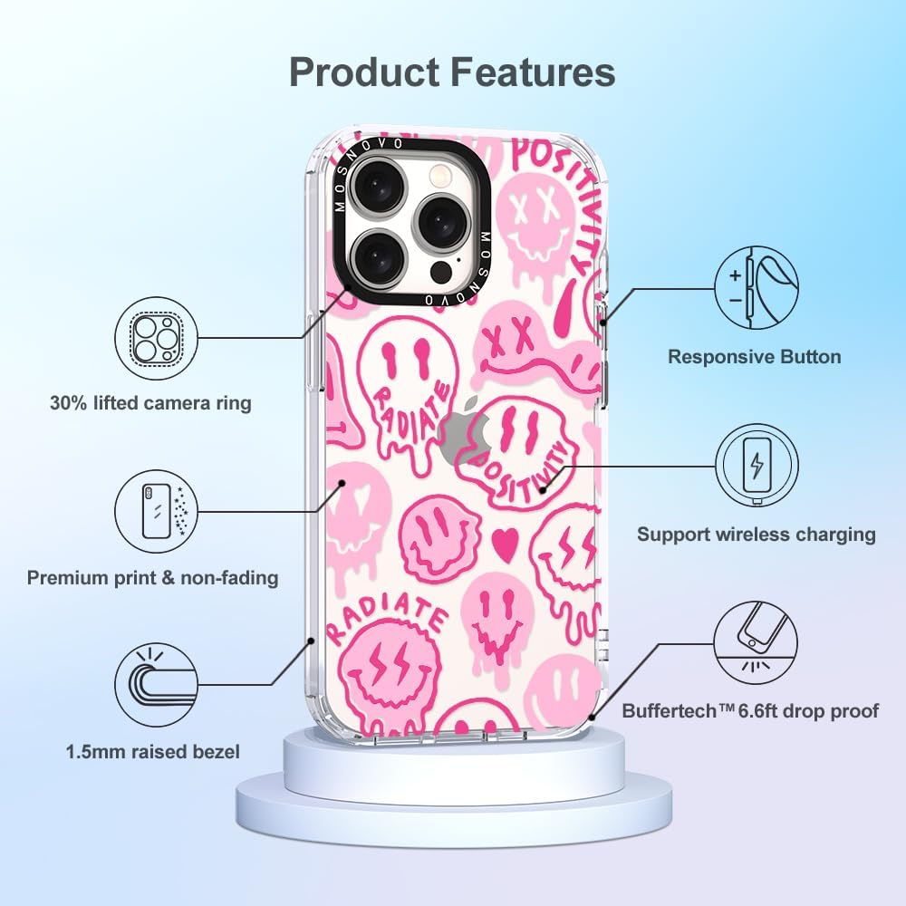 MOSNOVO Buffertech – Funda compatible con iPhone 15 Pro Max, impacto de caída de 6.6 pies, tecnología antidespegable, funda transparente de