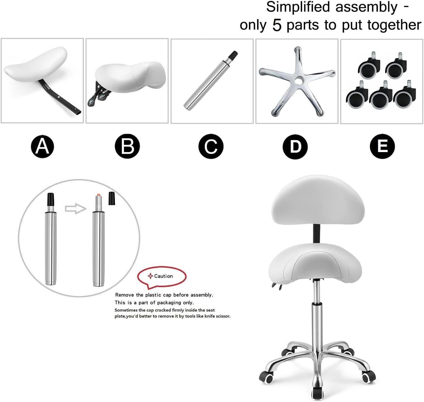 Kaleurrier Taburete giratorio de altura ajustable con ruedas, taburete antifatiga resistente, silla ergonómica para laboratorio, clínica, dentista,