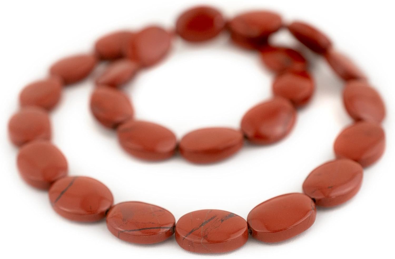 TheBeadChest – Cuentas ovaladas planas de jaspe rojo de 0.591 x 0.472in, piedra preciosa de 19.5 pulgadas