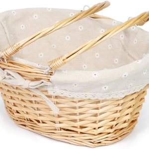Cesta de mimbre para regalo, cesta de picnic tejida de sauce ovalada vacía, cesta de dulces de Pascua, cesta de almacenamiento grande, cesta de vino Cesta de mimbre para regalo, cesta de picnic tejida de sauce ovalada vacía, cesta de dulces de Pascua, cesta de almacenamiento grande, cesta de vino