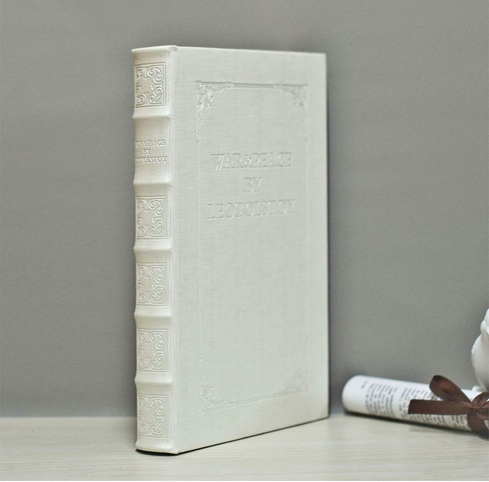 YD SZ YADOO Libros decorativos con cajas blancas de piel sintética para decoración de mesa auxiliar y decoración de estantes, cajas de