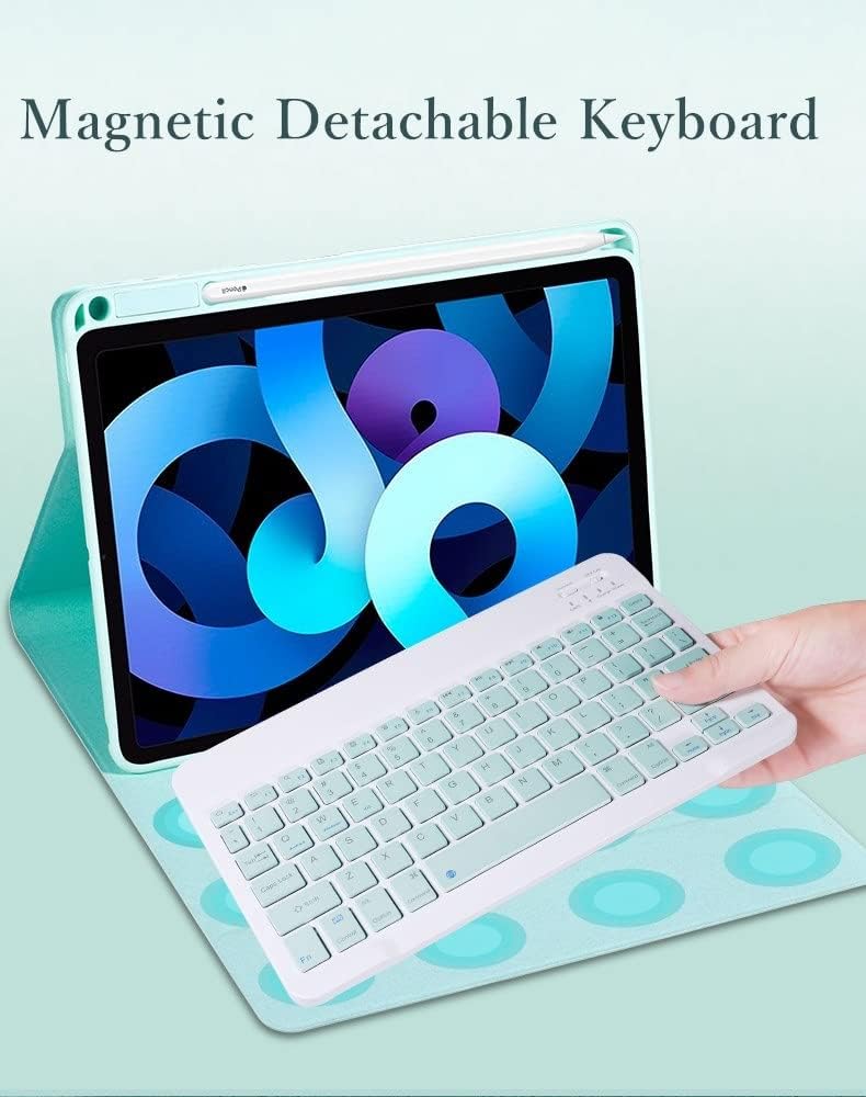 Funda para iPad de 9 8 y 7 generación Air 3 Pro 10.5, teclado inalámbrico a color, magnéticamente desmontable, funda inteligente delgada y ligera
