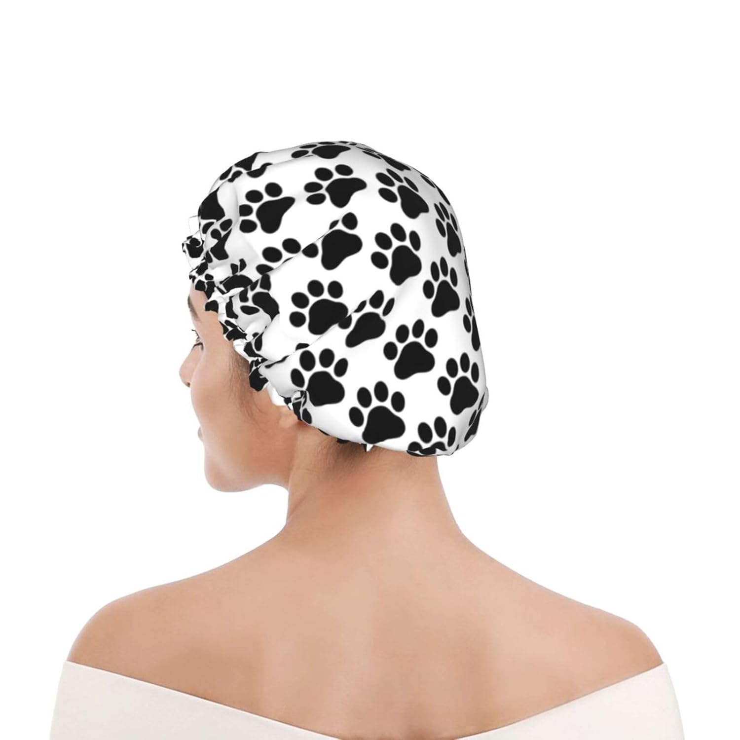 Cute Dog Double Layer Waterproof Shower Cap Suitable For All Head Sizes