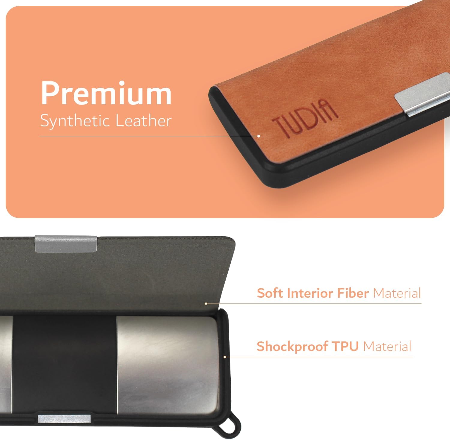 TUDIA Funda de cuero de viaje compatible con KardiaMobile 6L, cierre magnético de cuero duradero con soporte para llaves, ligera, delgada, funda