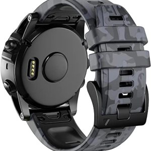 Correa de reloj de silicona de ajuste rápido de camuflaje de 0.866 pulgadas compatible con Garmin Fenix 5Fenix 5 PlusFenix 6Fenix 6 ProFenix 7, Correa de reloj de silicona de ajuste rápido de camuflaje de 0.866 pulgadas compatible con Garmin Fenix 5Fenix 5 PlusFenix 6Fenix 6 ProFenix 7,