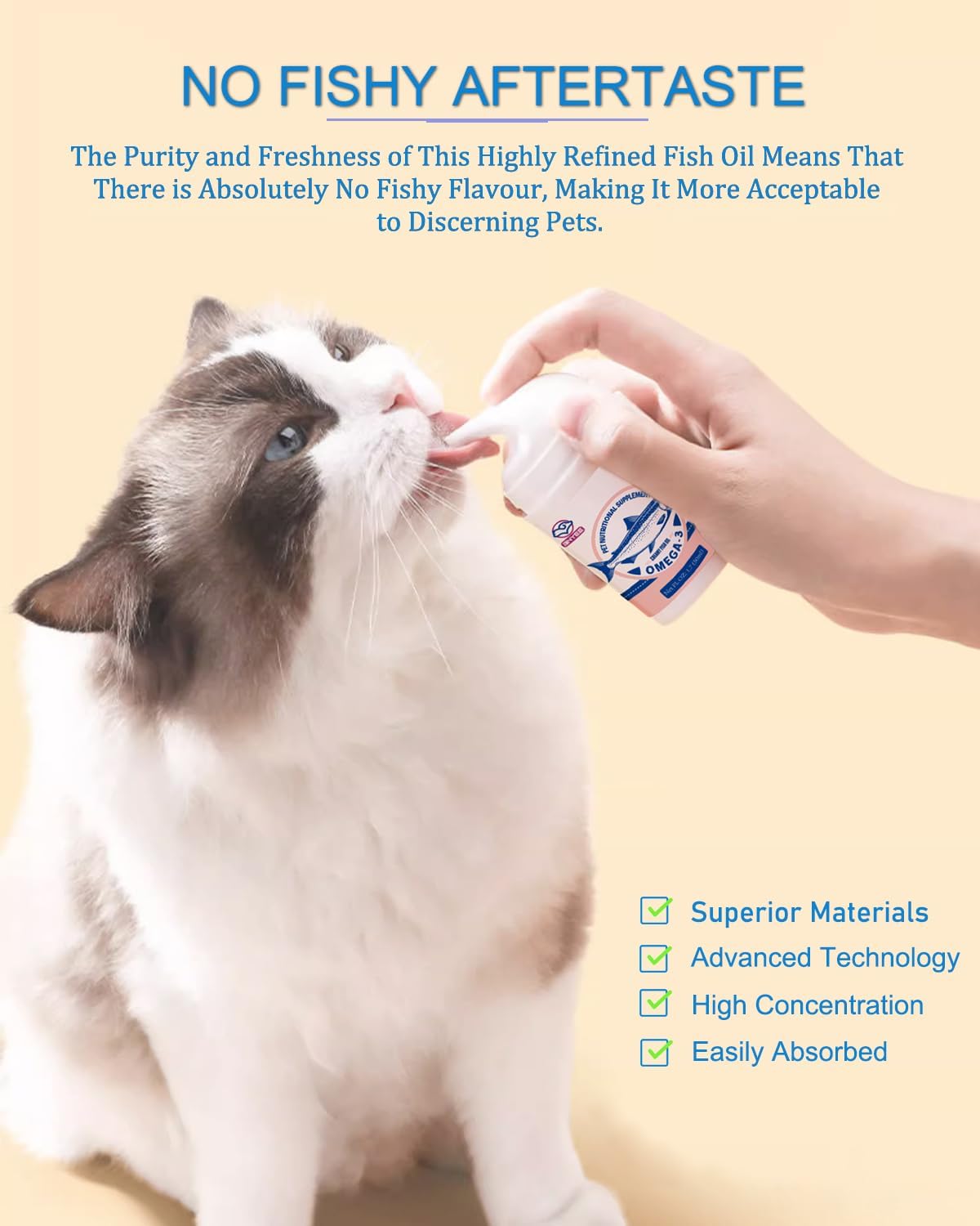 Aceite de pescado de salmón silvestre para perros y gatos pequeños -3 veces Omega 3 para la piel y el pelaje – Suplemento alimenticio emulsionado
