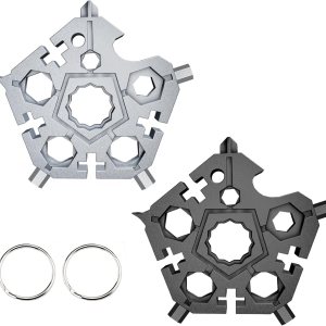 2 piezas 23 en 1 de acero al carbono multiherramienta con llavero, herramienta manual portátil, abridor de botellas, destornillador Phillips plano, 2 piezas 23 en 1 de acero al carbono multiherramienta con llavero, herramienta manual portátil, abridor de botellas, destornillador Phillips plano,
