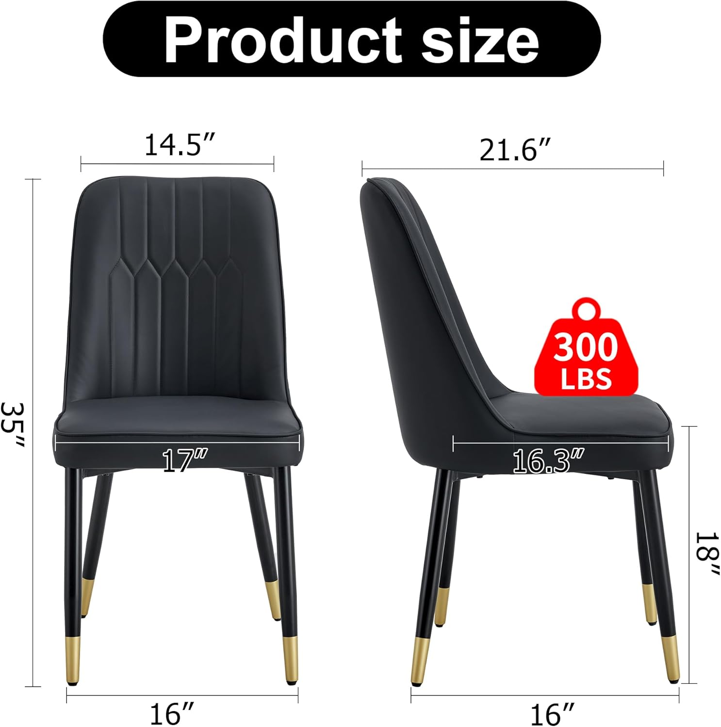 SSLine Sillas de comedor de piel sintética, sillas de comedor tapizadas, modernas de mediados de siglo, sillas de comedor de cocina sin brazos,