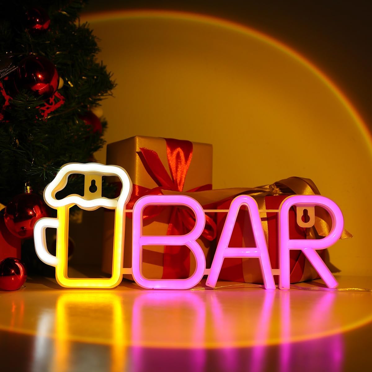 ENUOLI Letreros de barra de neón, luz LED de neón de cerveza para decoración de pared, letreros de neón de barra alimentados por USBbatería,