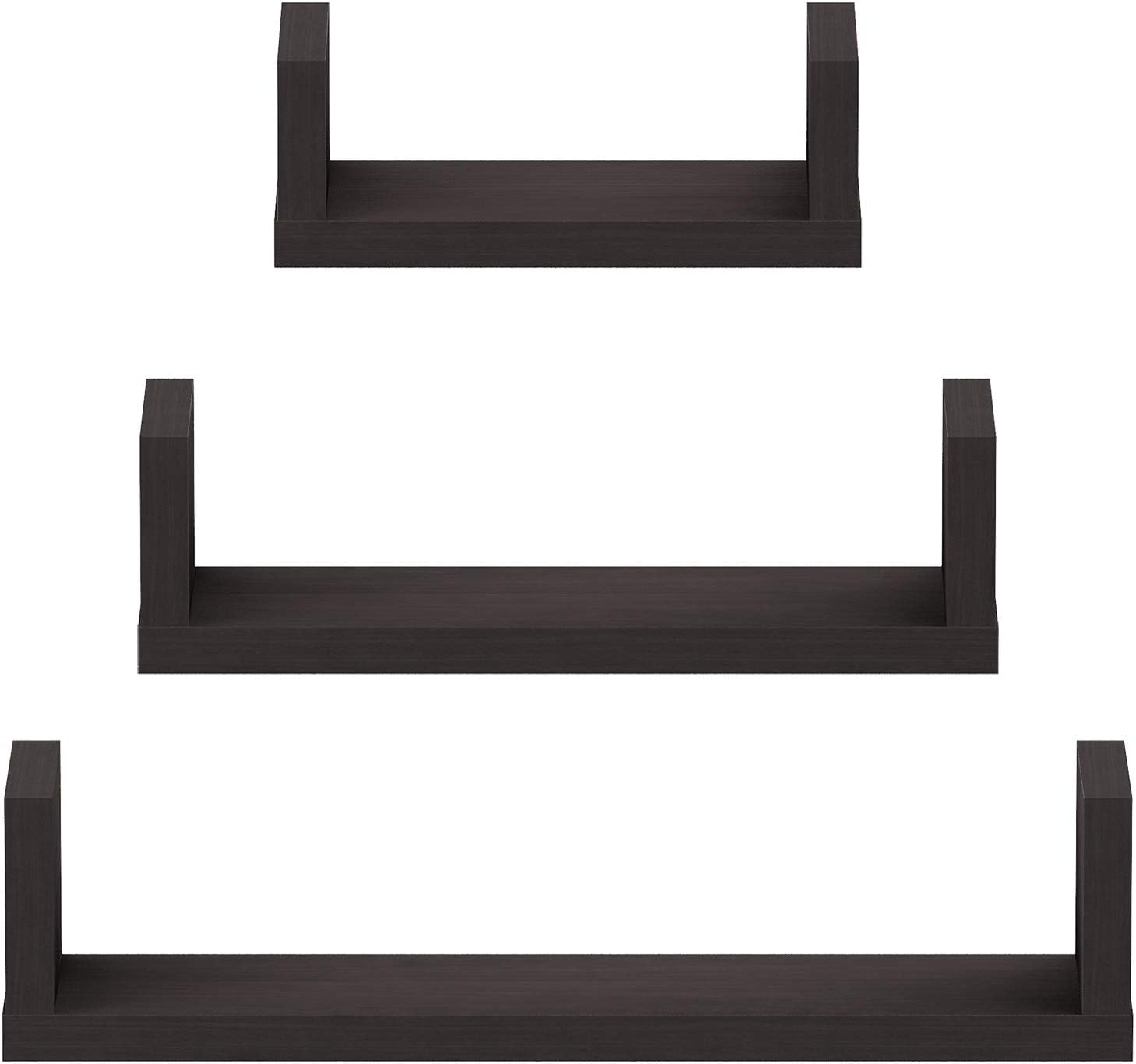 FURINNO Estantes flotantes montados en la pared Indo, Espresso