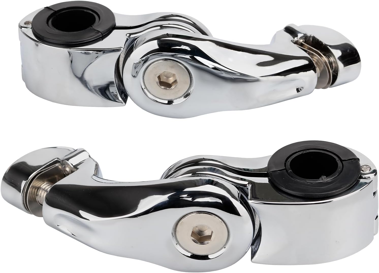 Estriberas cortas en ángulo para motocicleta de 1.25 pulgadas, reposapiés de barra de choque con abrazaderas kit de soportes compatible con Harley