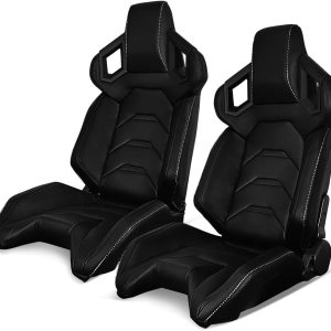 IKON MOTORSPORTS – Par de asientos para vehículos de carrera, universales, con deslizador de doble bloqueo, reclinables, asiento izquierdo y asiento IKON MOTORSPORTS – Par de asientos para vehículos de carrera, universales, con deslizador de doble bloqueo, reclinables, asiento izquierdo y asiento