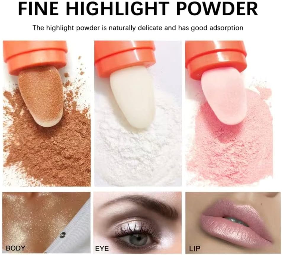 RPK Polvo De Hadas Fairy Dust Shimmer Highlight Glitter Wand con aplicador de esponja integrado (1 – Blanco)