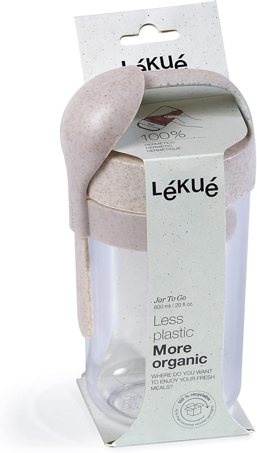 Lékué Tarro to Go 20.3 fl oz Orgánico, Beige, 20.3 fl oz