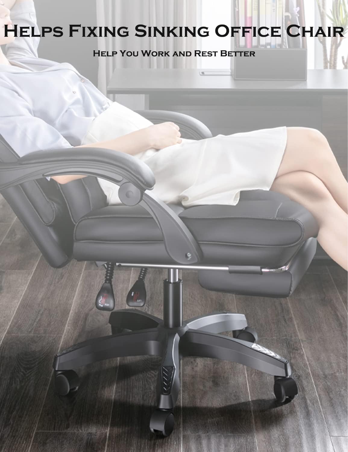 UIInosoo – Silla de oficina fija para hundirse, silla mejorada de acero inoxidable 304 con llave hexagonal, kit de ahorro de silla de altura