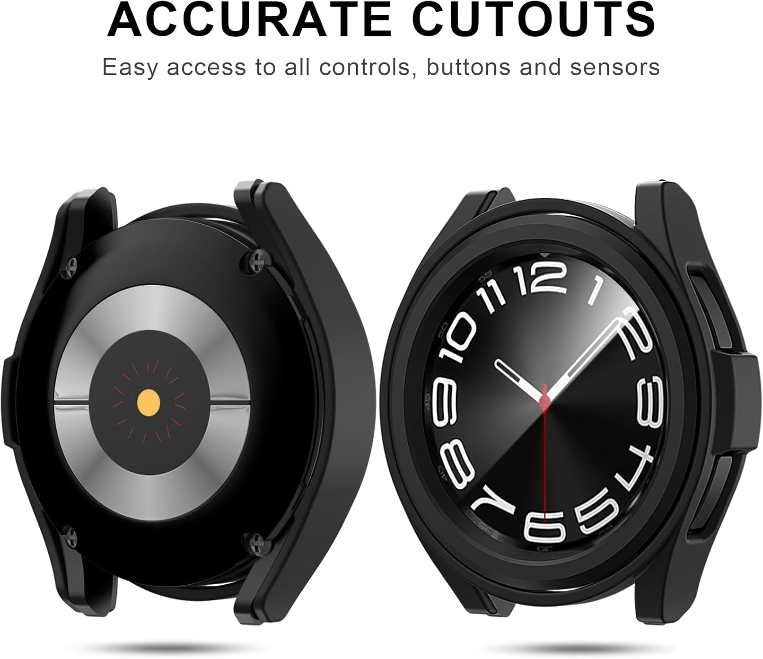 5+5 Paquete de protectores de pantalla para Samsung Galaxy Watch 6 Classic de 1.772 pulgadas, funda protectora de policarbonato duro JZK + película